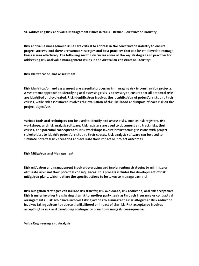 Key Risks For Australian Construction Projects | PDF | Risk | Risk ...