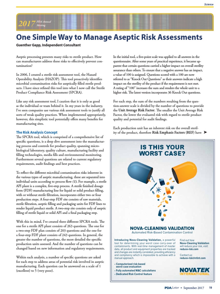 Aseptic Risk Assessment Simplified | PDF | Risk | Risk Assessment
