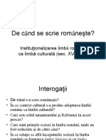 Instituţionalizarea Limbii Române CA Limbă