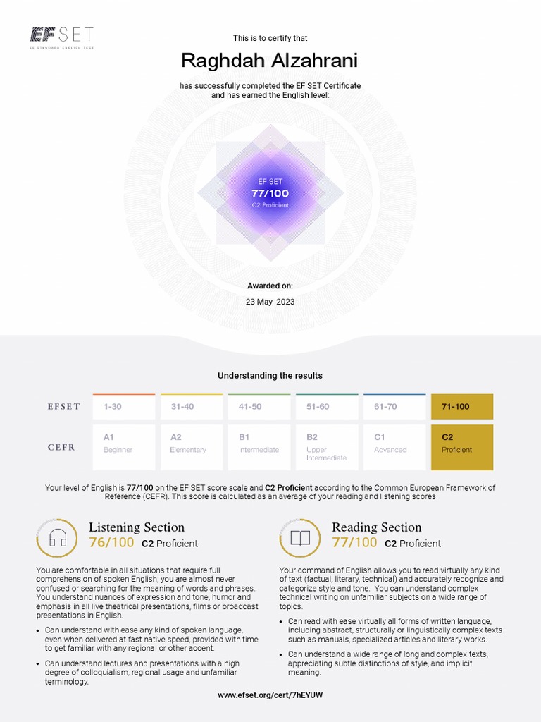 EF SET Certificate PDF Applied Linguistics Communication EF SET Certificate PDF Applied Linguistics Communication