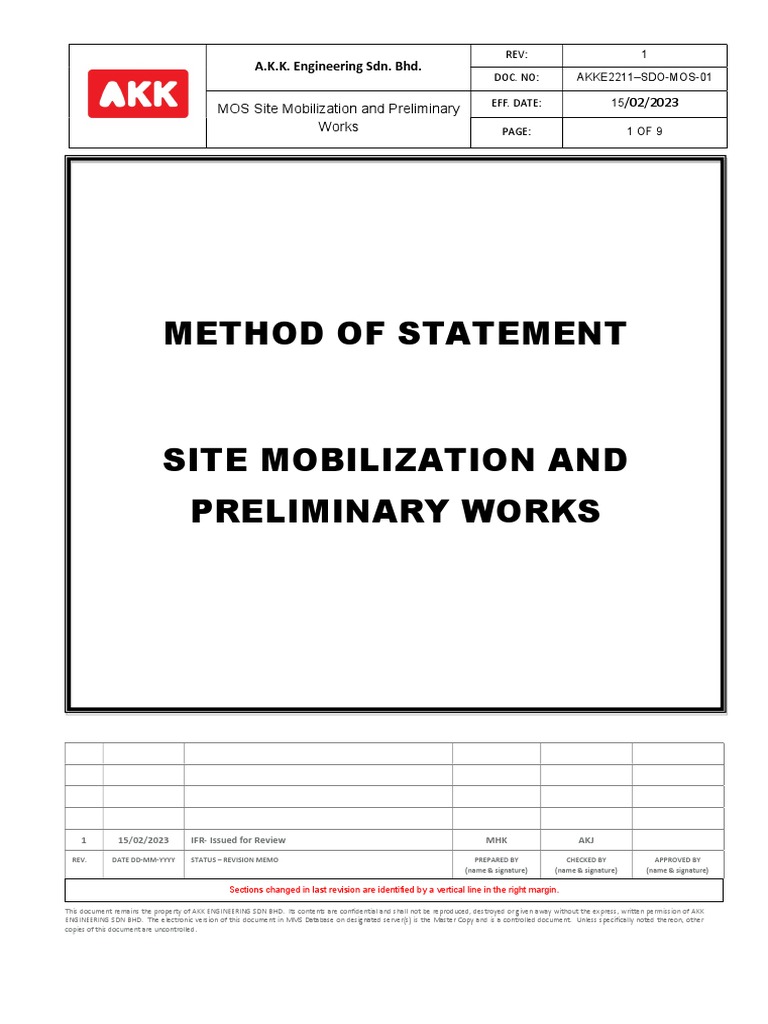 AKKE2211-SDO-MOS-01 - Mobilization & Preliminary Work | PDF | Crane ...