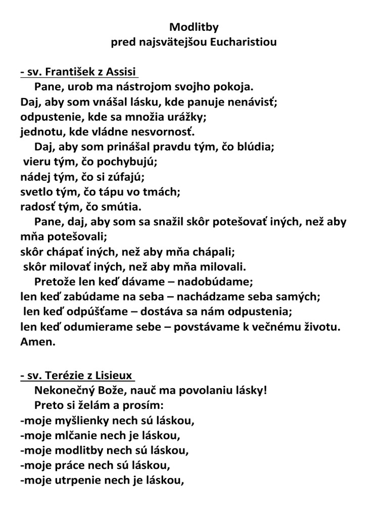 modlitba_Eucharistia | PDF