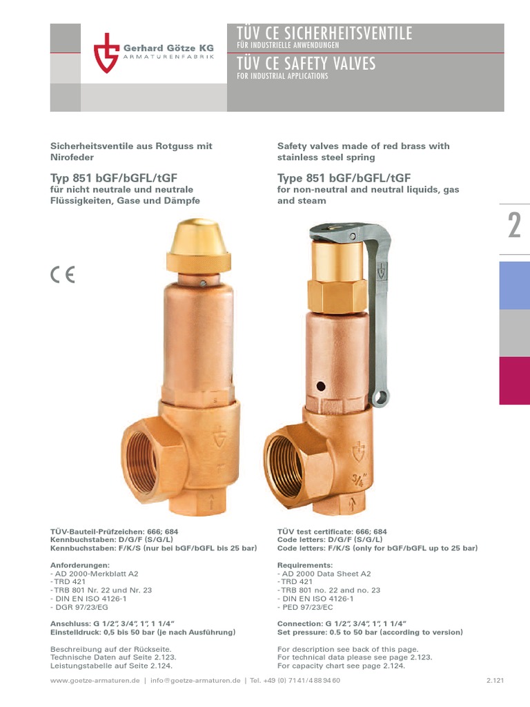 GOETZE Safety Valves 851bGFL Catalogue PDF