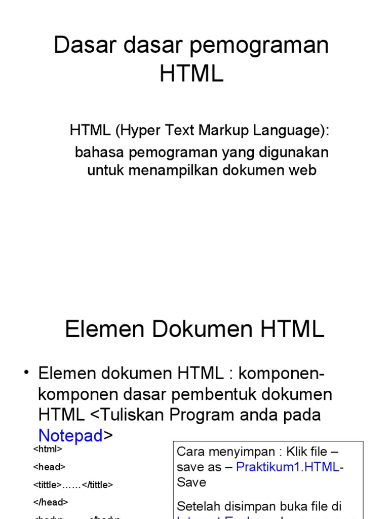 Dasar HTML PPT | PDF