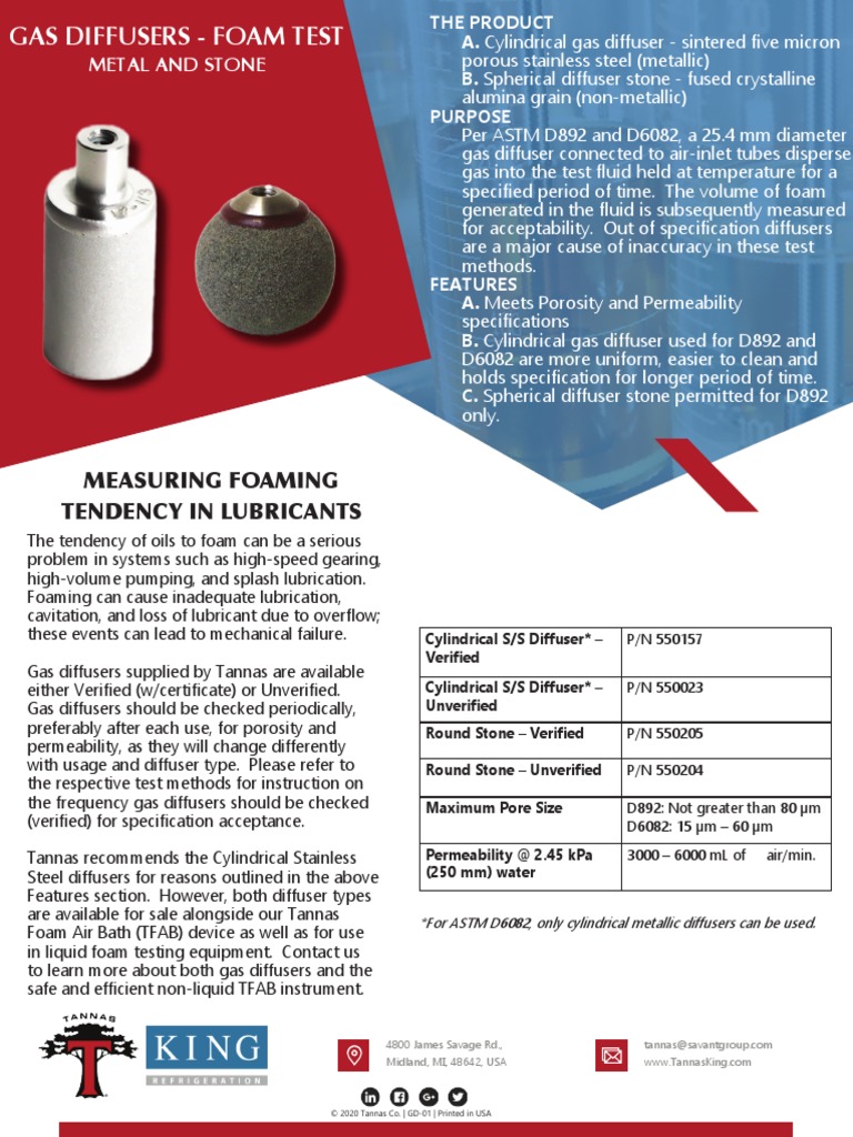 Gas Diffusers for Foam Testing | PDF | Foam | Porosity
