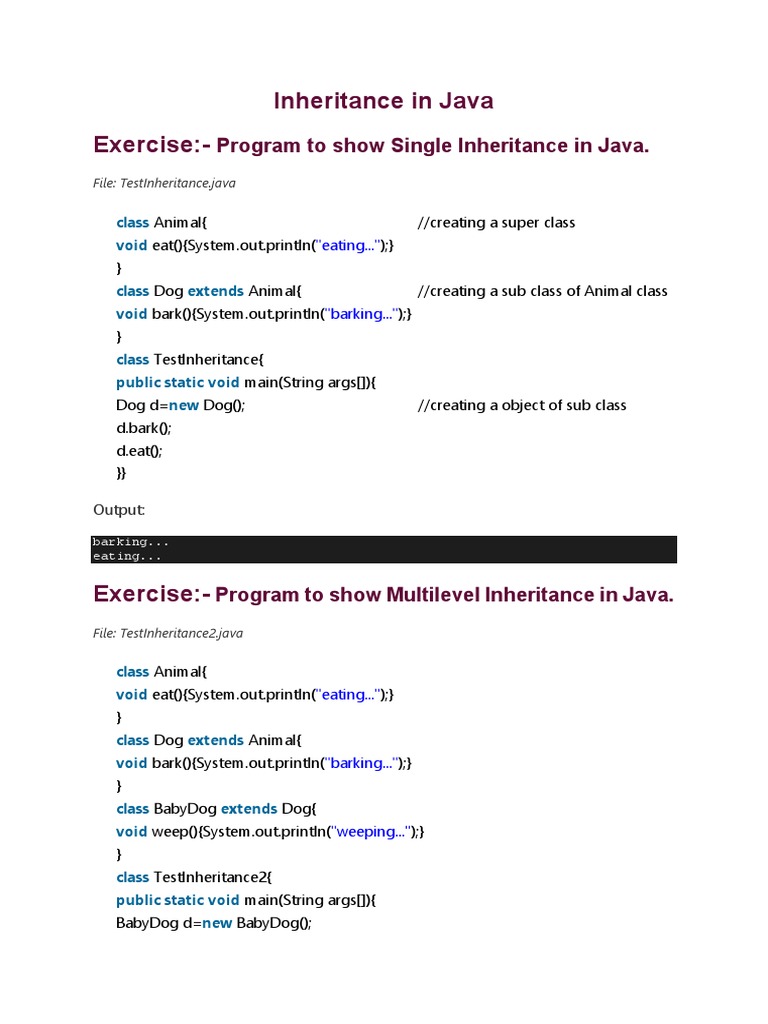 Creating and Using Super and Sub Class in Java | PDF | Inheritance ...