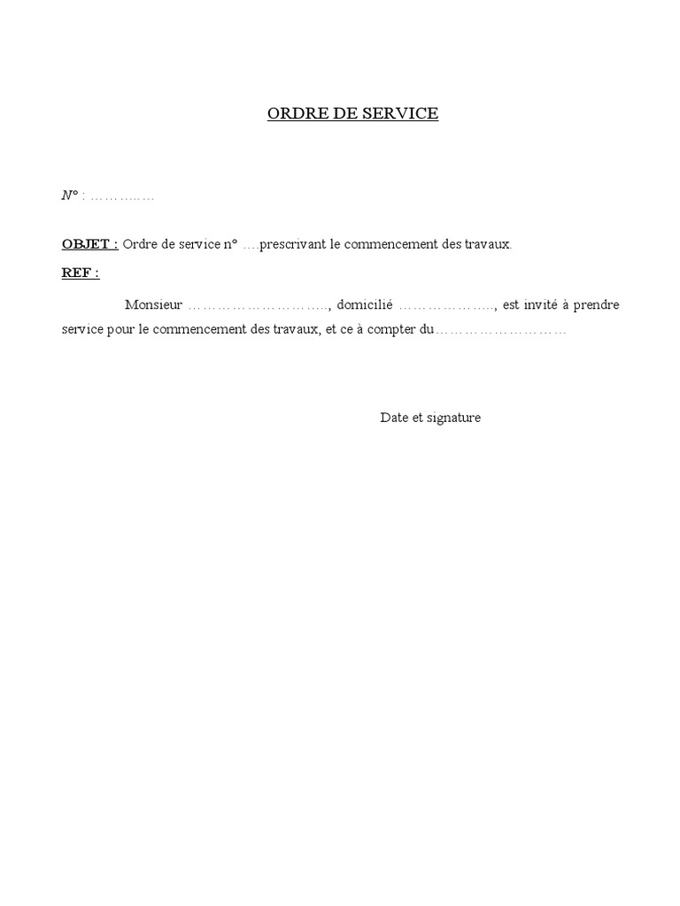 Ordre de Service PDF