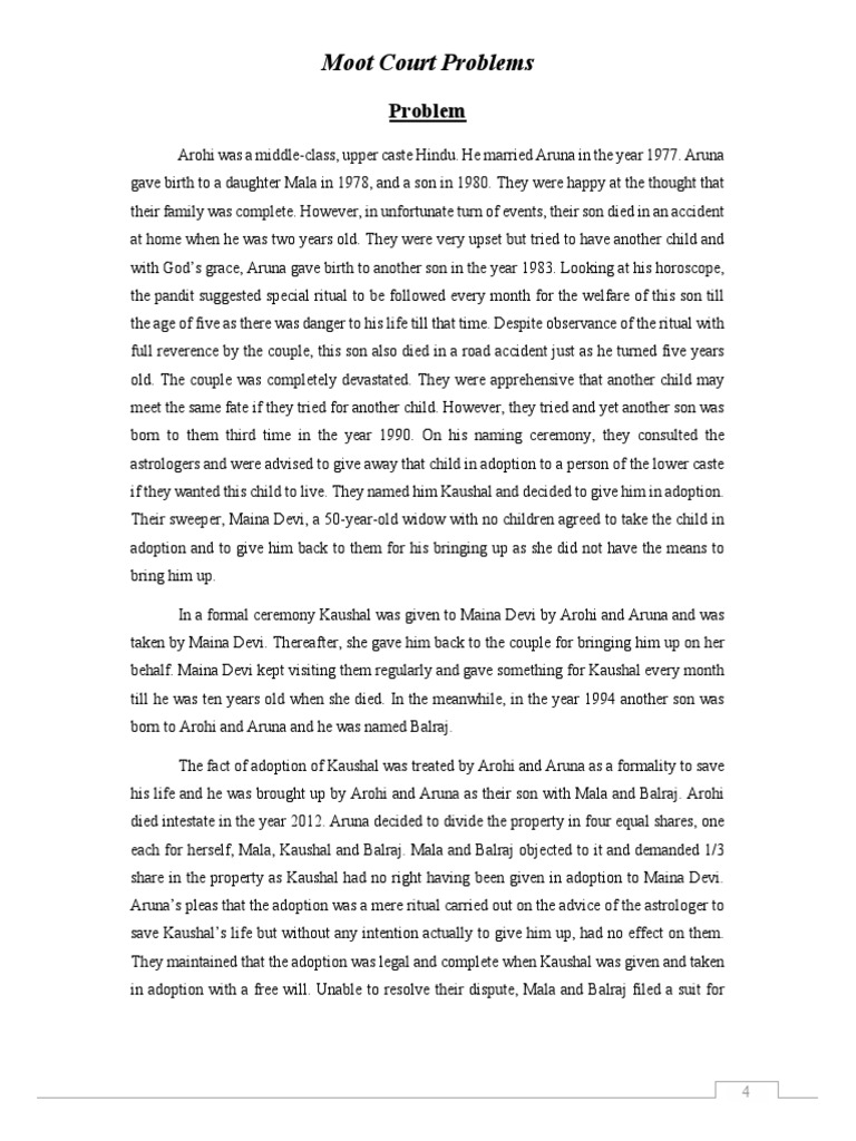 Moot Court Case: Adoption Dispute Analysis | PDF | Lawsuit | Justice