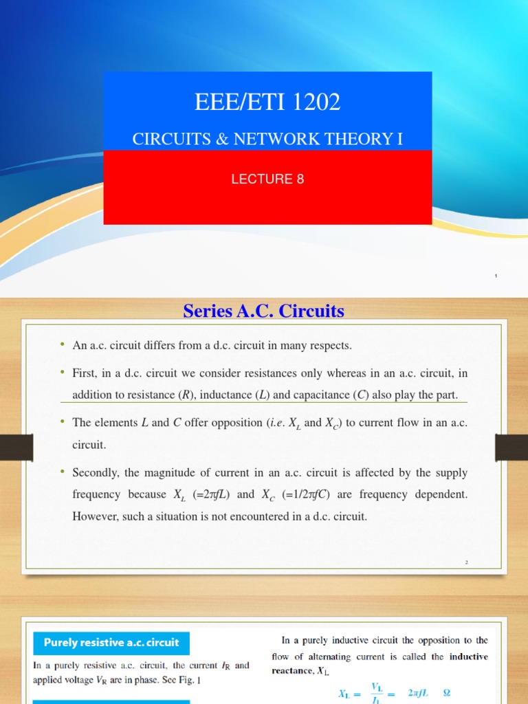 Lecture 8 Rlc Circuits Pdf Series And Parallel Circuits