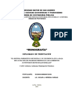 "Monografía": Universidad Mayor de San Andres Facultad de Ciencias Economicas Y Financieras Carrera de Contaduria Pública