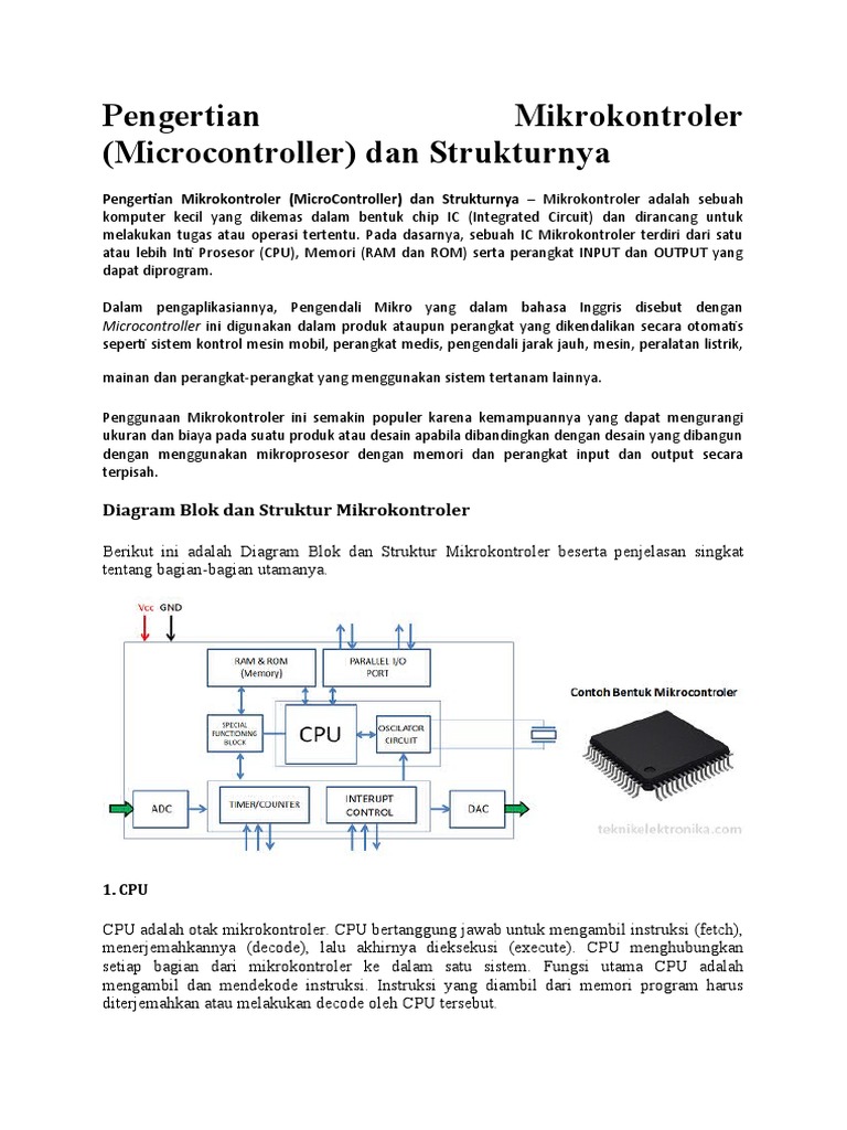 Pengertian dan Struktur Mikrokontroler | PDF