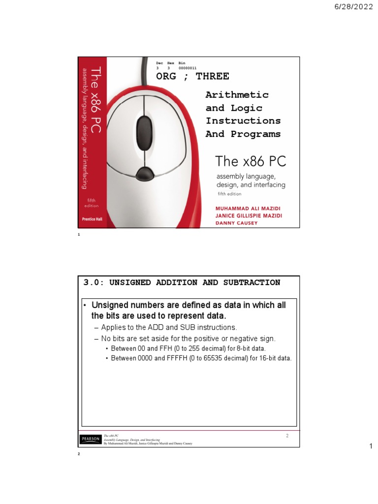 CH - 3 - Arithmetic and Logic Instructions and Programs | PDF ...