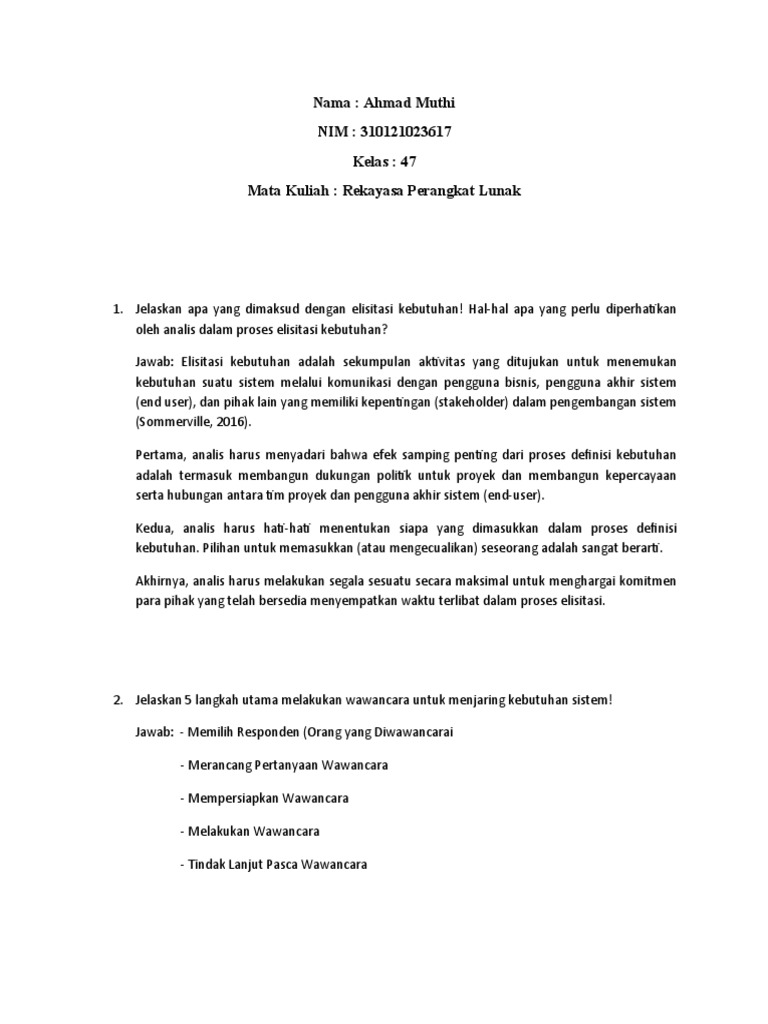 Elisitasi Kebutuhan dalam RPL UT | PDF | Bisnis