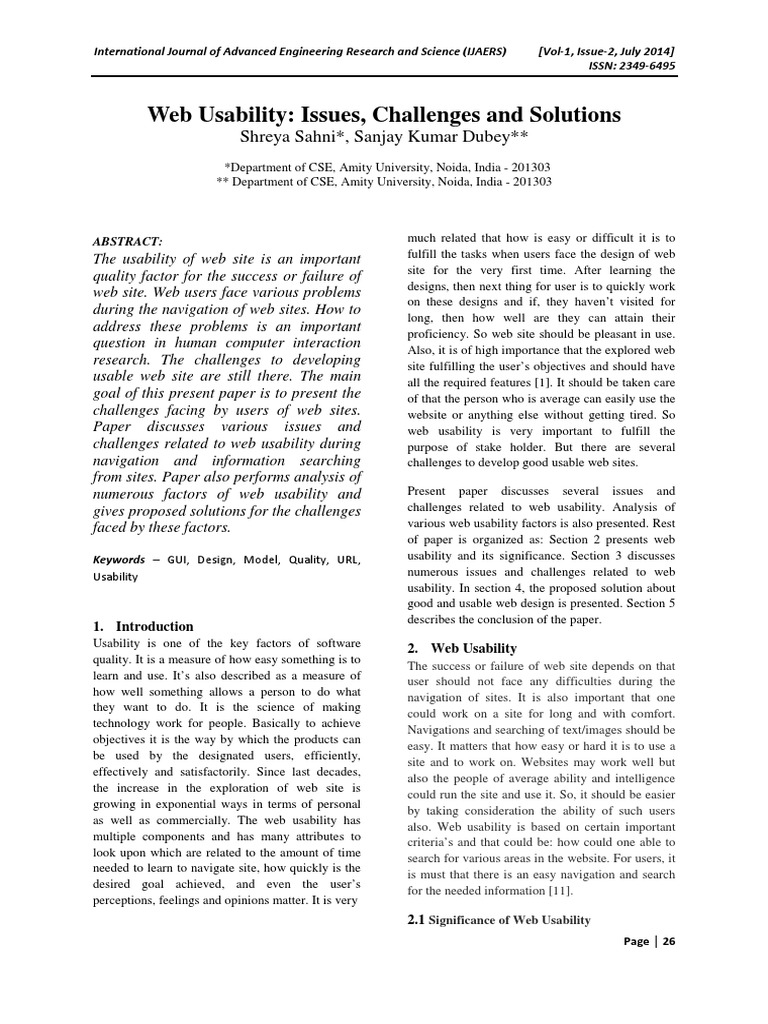 Web Usability Issues Challenges and Solu | PDF | Usability | World Wide Web