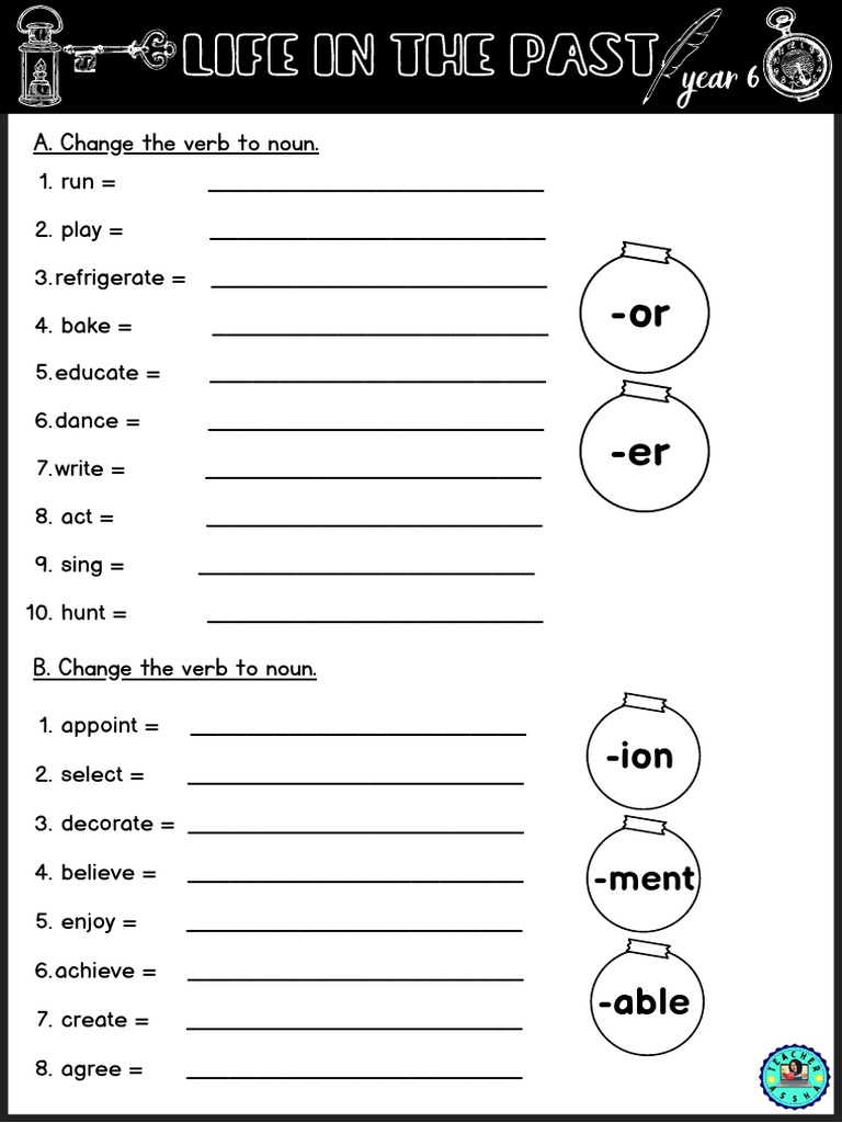 Year 6 Life in the Past Worksheet | PDF | Linguistics