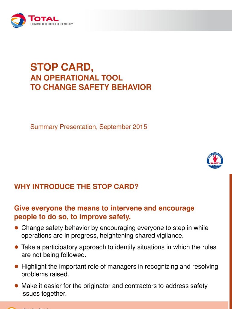 Stop Card An Operational Tool To Change Safety Behavior - PPT Download ...