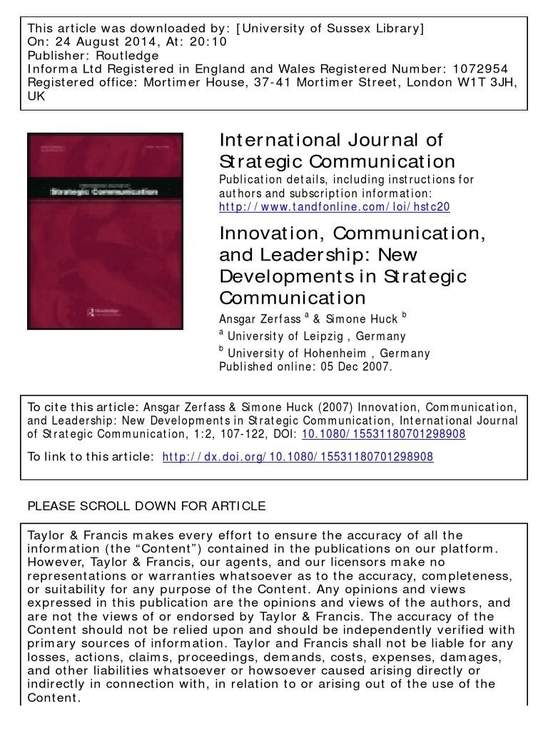 Communication 1 Pdf Leadership Innovation