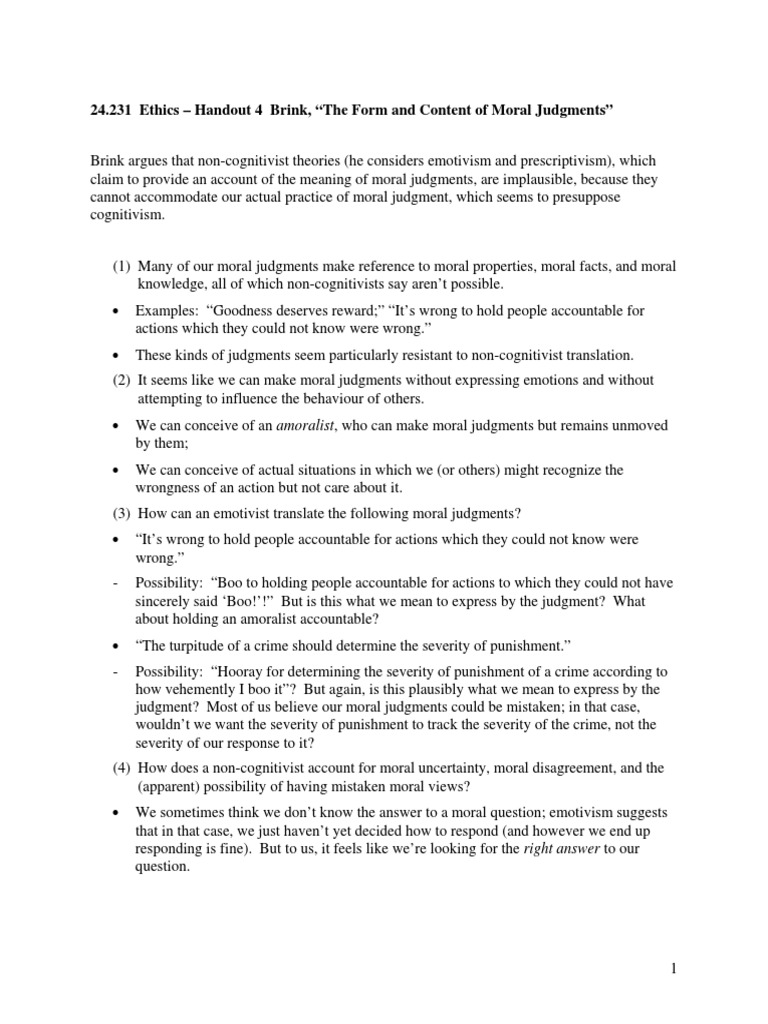 Brink Argument On Ethics | PDF | Contemporary Philosophy | Ethical Theories