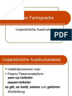 Merkmale Fachsprache Unpersönliche Ausdrucksweise