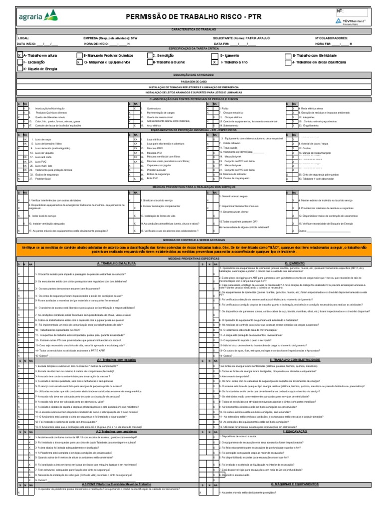 Formulário PTR Aprovado | PDF | Eletricidade | Guindaste (máquina)