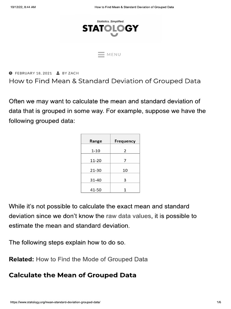 how-to-find-mean-standard-deviation-of-grouped-data-pdf