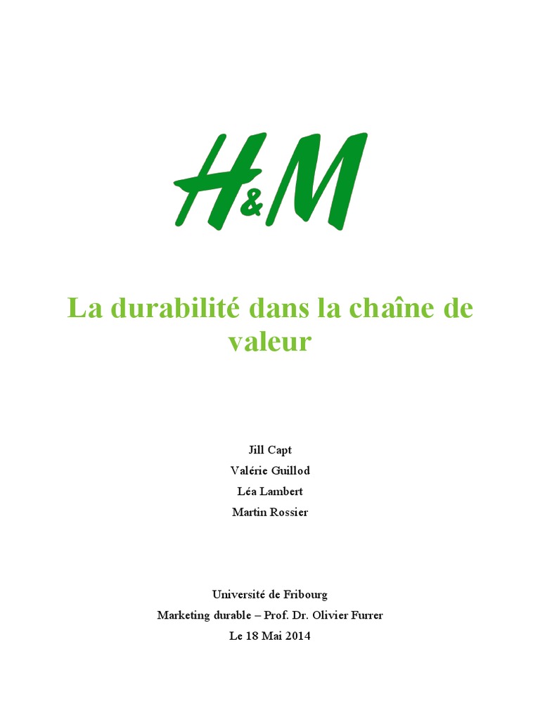 Durabilité dans la chaîne de valeur H&M | PDF | Développement durable ...