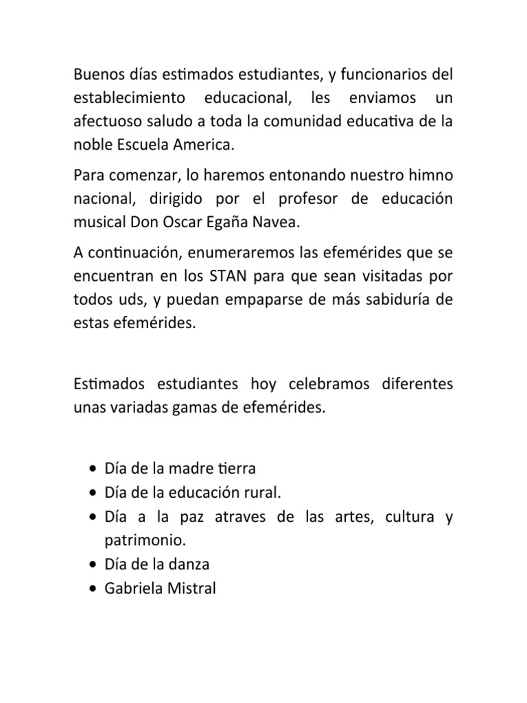 Buenos Días Estimados Estudiantes | PDF