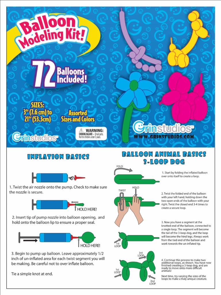 Balloon Modeling Kit Instruction Sheet Pdf