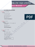 Quadratic Equations: Factorisation Method