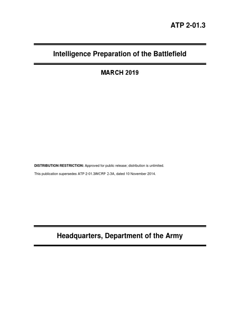 Atp 2 01 3 intelligence preparation of the battlefield pdf military