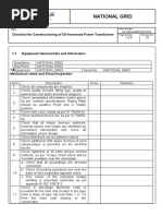 National Grid: Checklist For Commissioning of Oil-Immersed Power Transformer