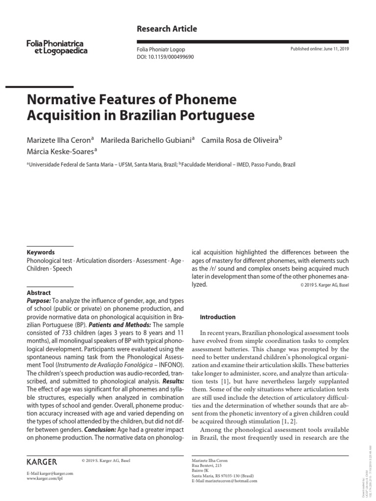 Ceron Et Al 2019Normative Features of Phoneme Acquisition in BP PDF