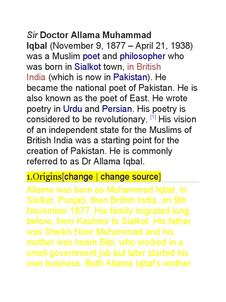 Allama Iqbal PDF Pakistan South Asia