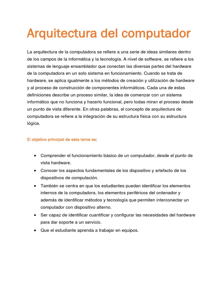 Arquitectura Computador | PDF | Hardware de la computadora ...