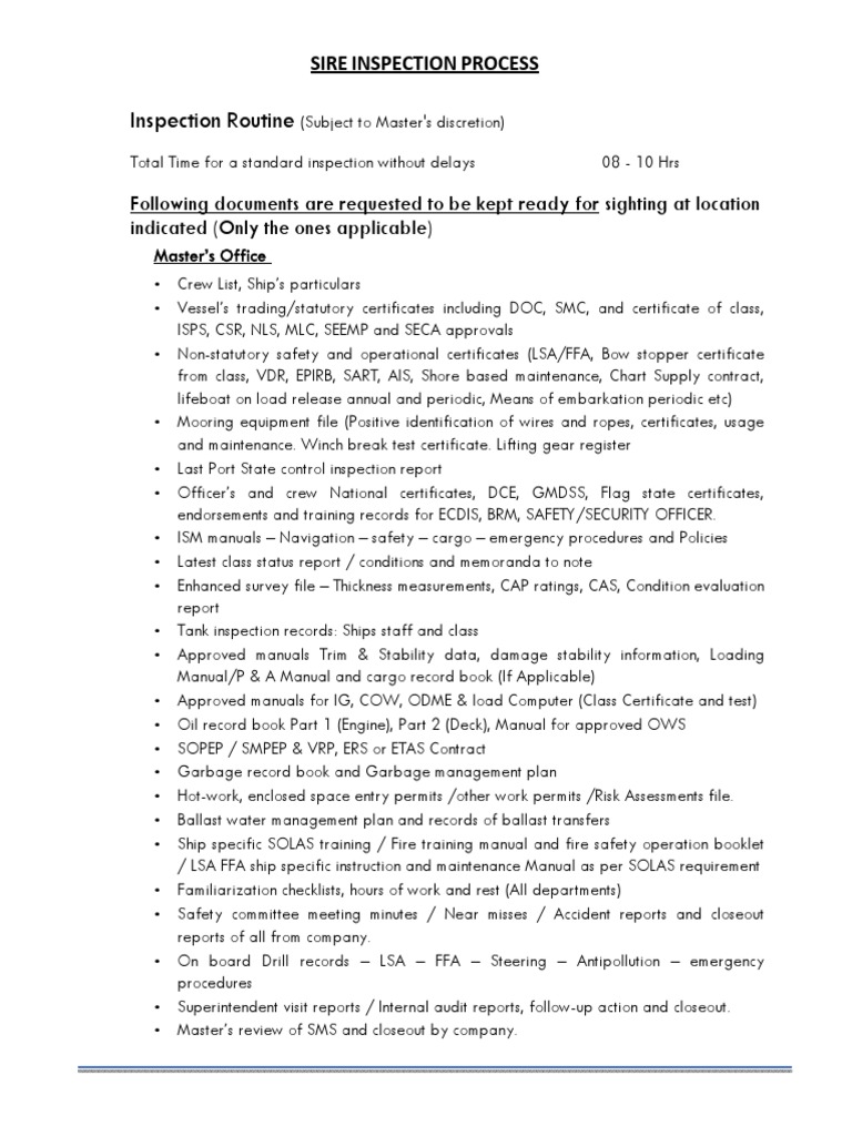Inspection Schedule Khi | PDF | Ships | Water Transport