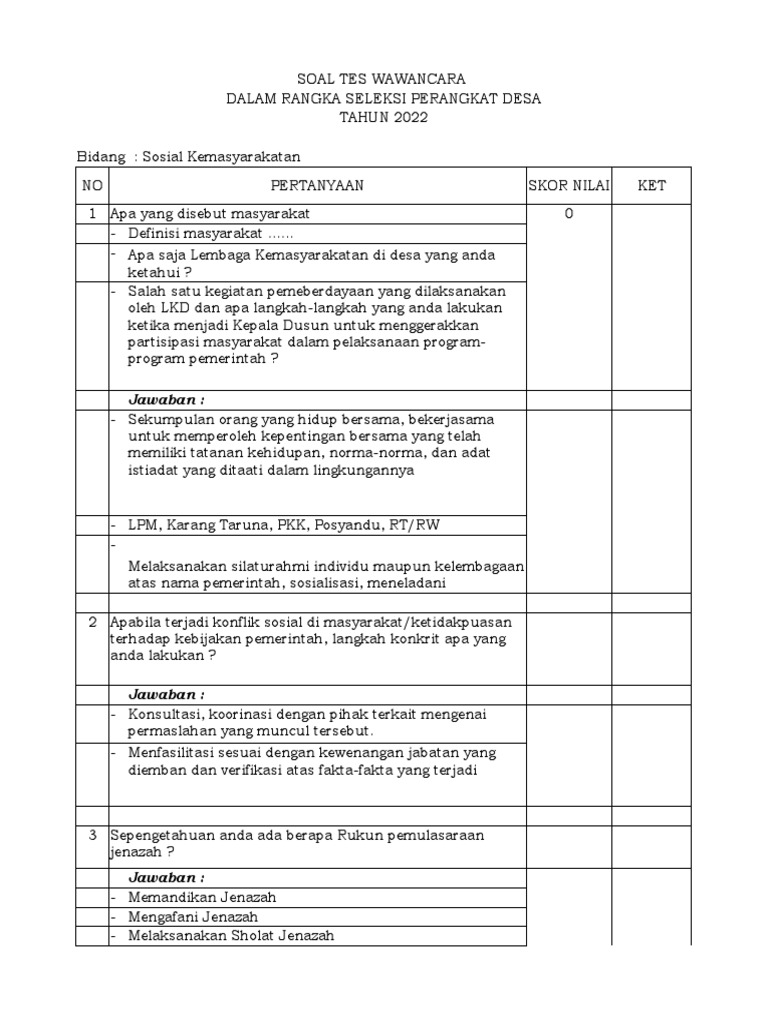 Soal Tes Perangkat Desa | PDF