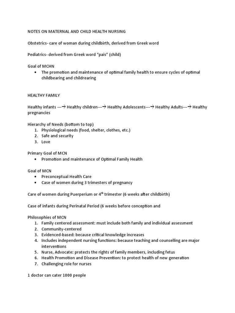 Maternal and Child Health Nursing Notes | PDF | Maternal Health | Pregnancy