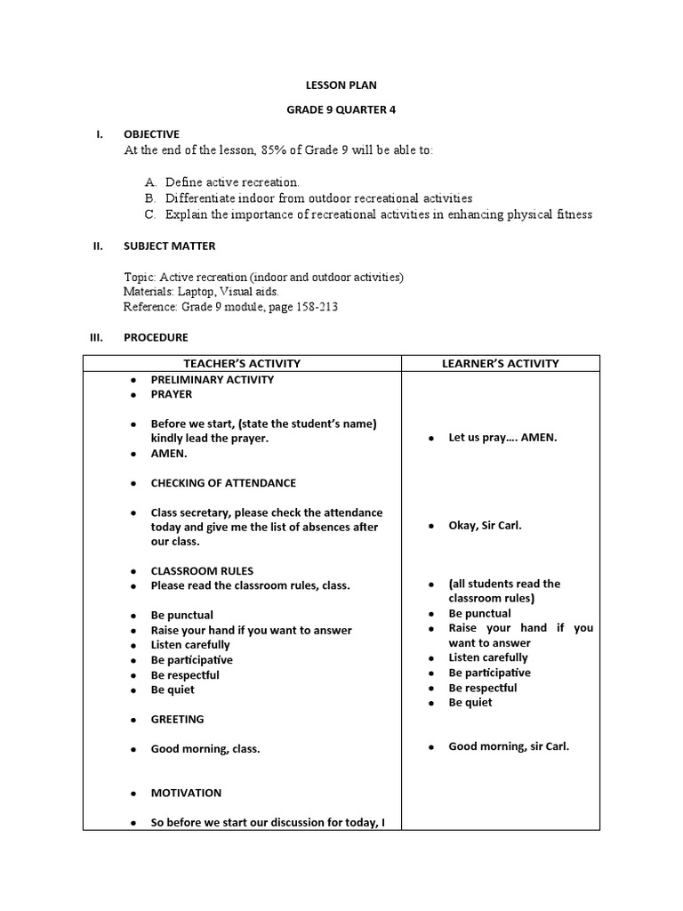 DLP Pe Villa Carl S. PDF Outdoor Recreation Recreation