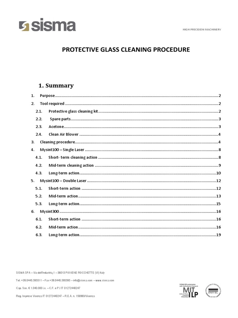 Protective Glass Cleaning Procedure PDF Materials Physical Sciences