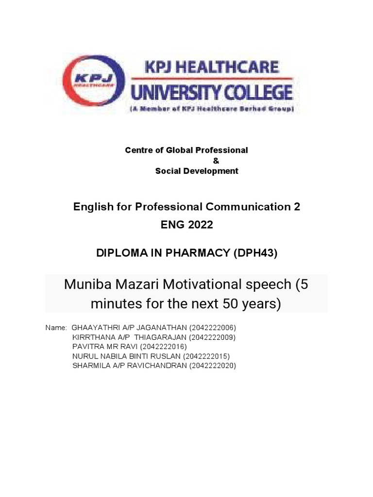 Muniba Mazari's Inspiring Speech Analysis | PDF | Body Language | Human ...