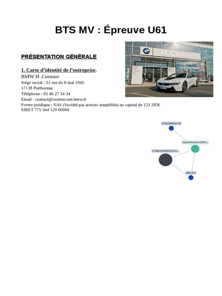 Dossier U61 BTS MV : Présentation BMW | PDF | Affaires
