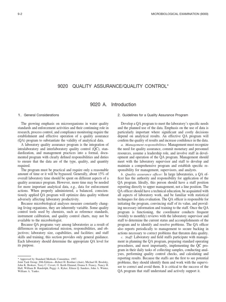 Quality Assurance in Microbiology | PDF | Quality Assurance ...