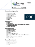 Syllabus - C-Language: Introduction To Programming