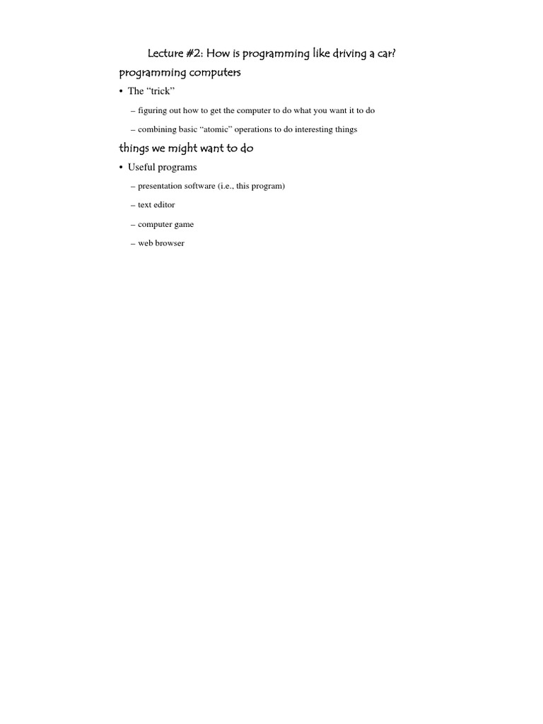 Lecture 2 | PDF | Car | C (Programming Language)