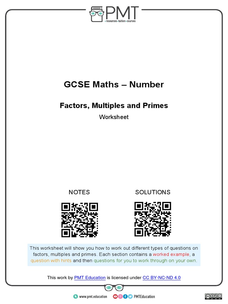 Factors and Multiples Worksheet | PDF | Factorization | Mathematics