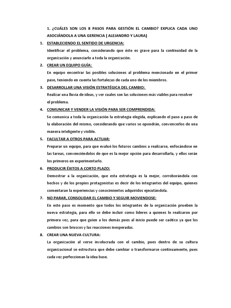 8 Pasos para La Gestión Del Cambio | PDF