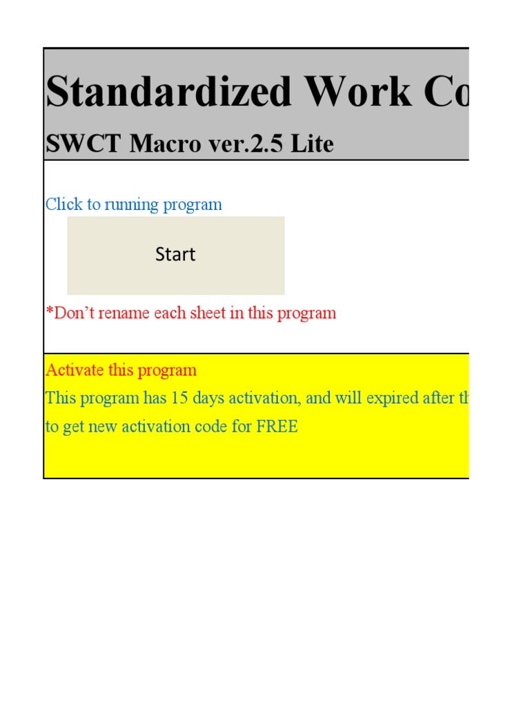 Standardized Work Combination Table Macro 2.5 Lite PDF
