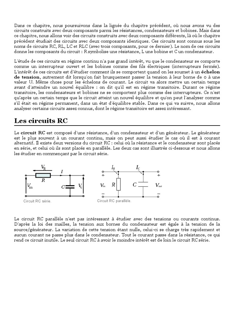 Série Electricité Rc Rl Rlc , RC, RL and RLC Circuits – LDEPE