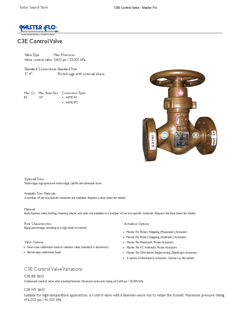 C3E Control Valve Master Flo PDF
