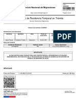 Certificado de Residencia Temporal en Trámite: Servicio Nacional de Migraciones
